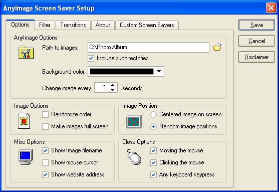 AnyImage Screen Saver Setup