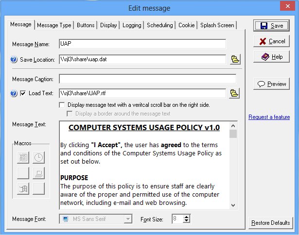 Need a way to display a usage policy and track responses?