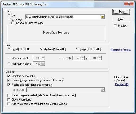 Resize JPEGs 1.01 screenshot