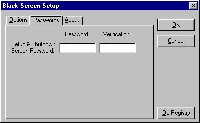 Black Screen password setup